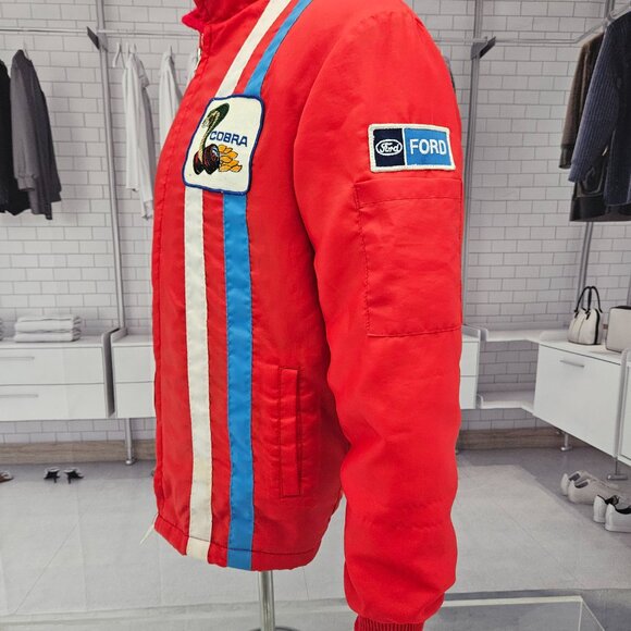 Ford Cobra Jacket Racing Mechanic Windbreaker COAT Red Size Medium - Picture 9 of 13